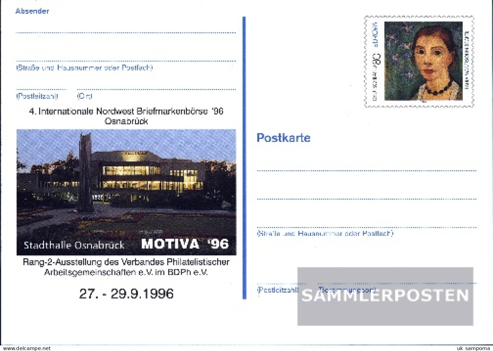 FRD (FR.Germany) PSo43 Official Special Postcards Gefälligkeitsgestempelt Used 1996 MOTIVA 96 - Sonstige & Ohne Zuordnung