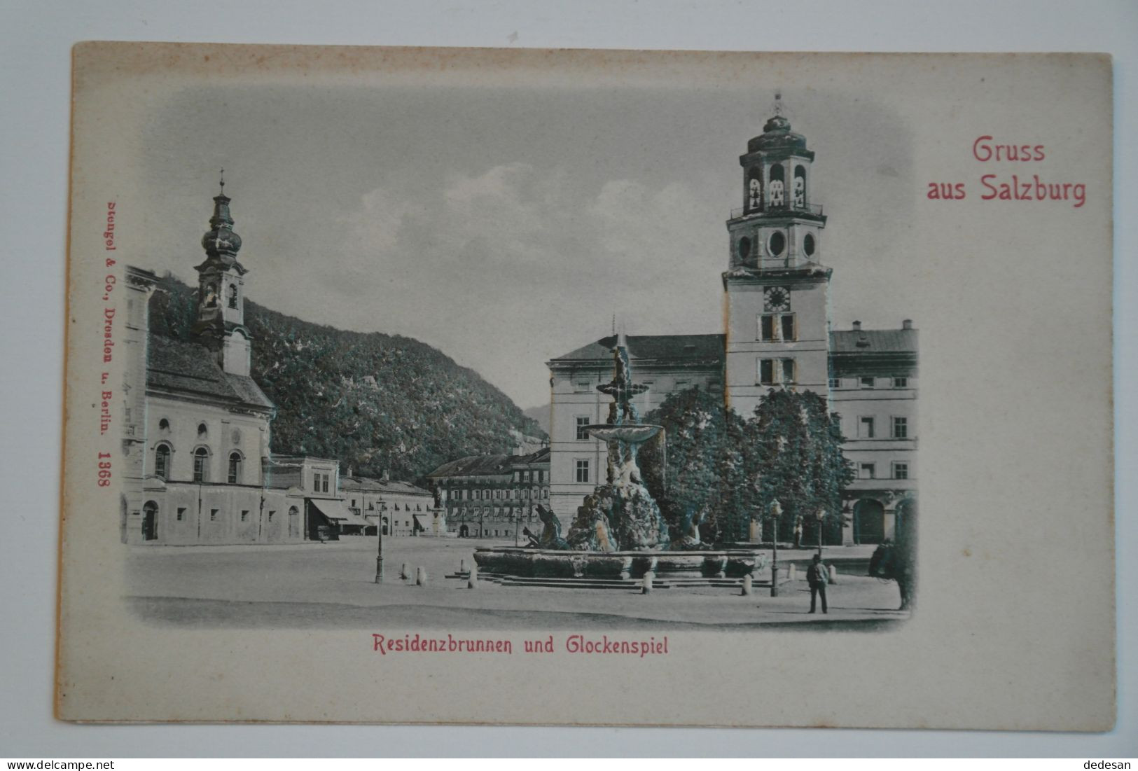 CPA Sépia Vert En Relief Gruss Aus Salsburg Residenzbrunnen Und Glockenspiel -  CHA01 - Salzburg Stadt