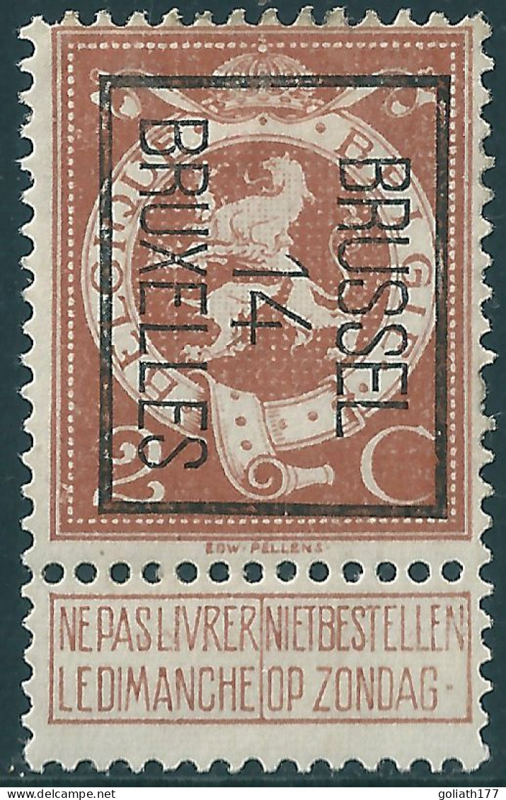 1914 - PRE50B * Spoor Van Plakker - Brussel-Bruxelles - Typos 1912-14 (Löwe)