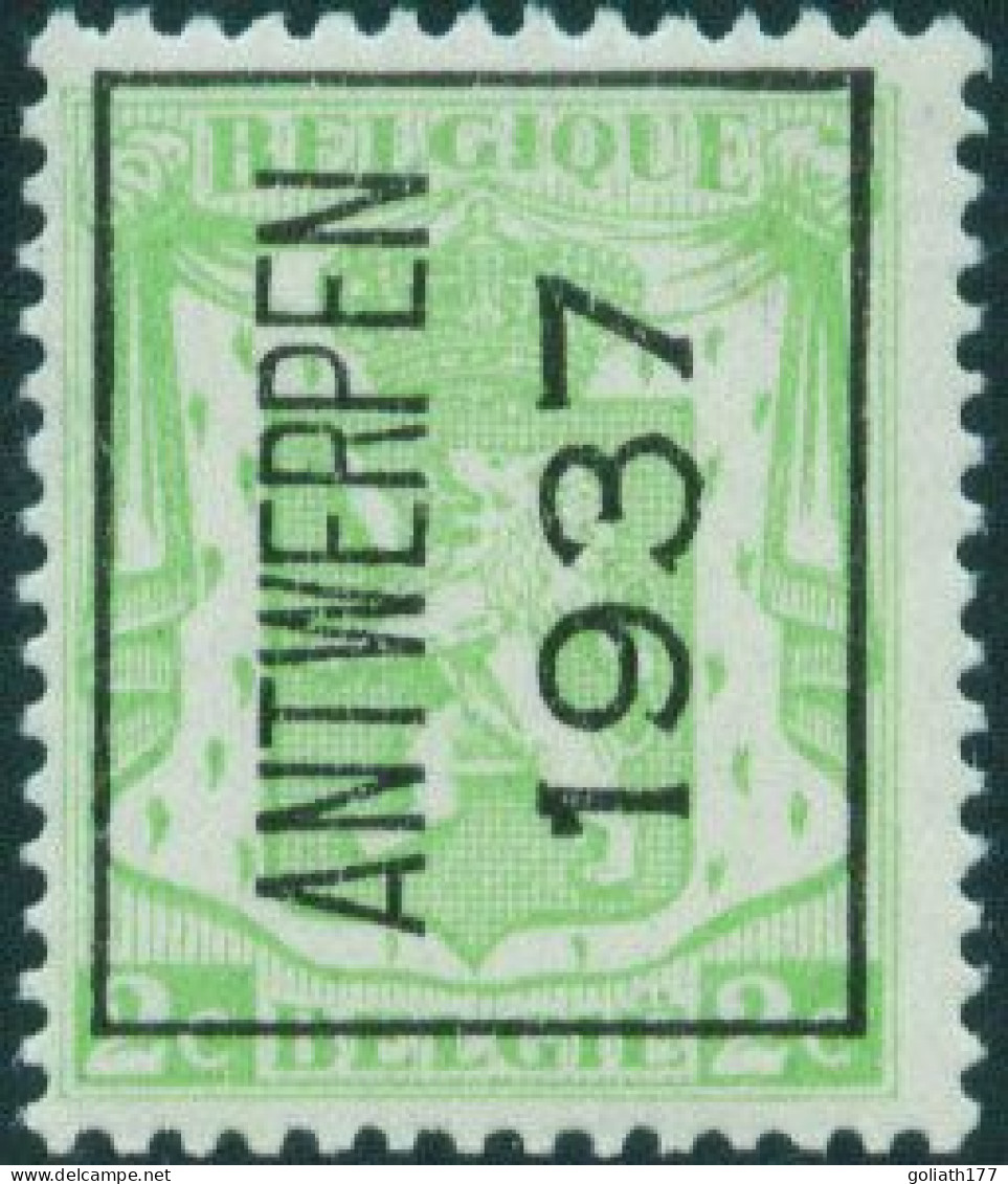 1937 - PRE320A ** - Antwerpen - Typo Precancels 1936-51 (Small Seal Of The State)