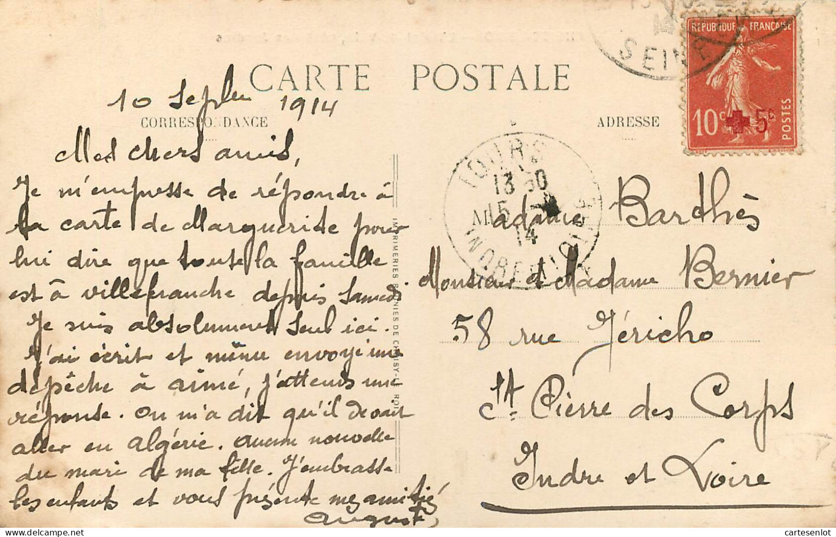 lot de 65 cartes postale France correspondance même famille