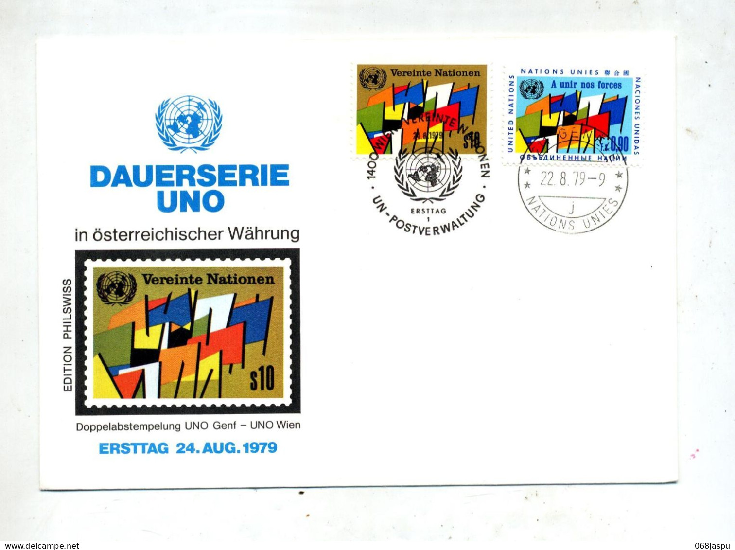 Lettre Fdc 1979 Wien Geneve Unir  Drapeau - FDC