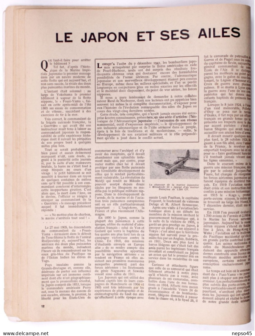 L'air.Année 1943.Gaston Durmon chef-pilote d'Air-France.Porte-Avion Futur ?? Japon aviation.Torpille aérienne.Publicités