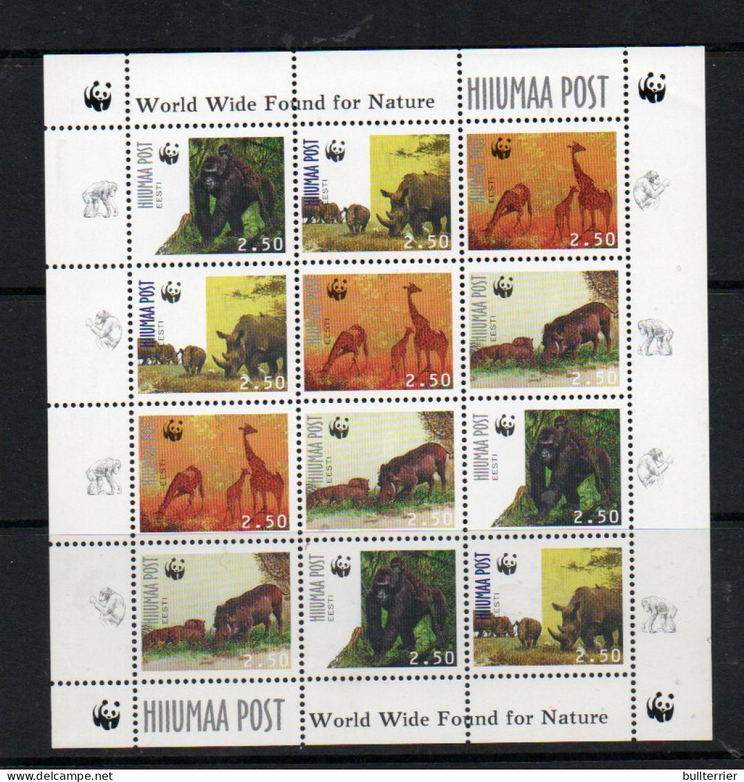 RUSSIA LOCALS - HIIUMAA POST  - WWF SET OF 4 IN SHEETLET OF 12  MINT NEVER HINGED - Other & Unclassified