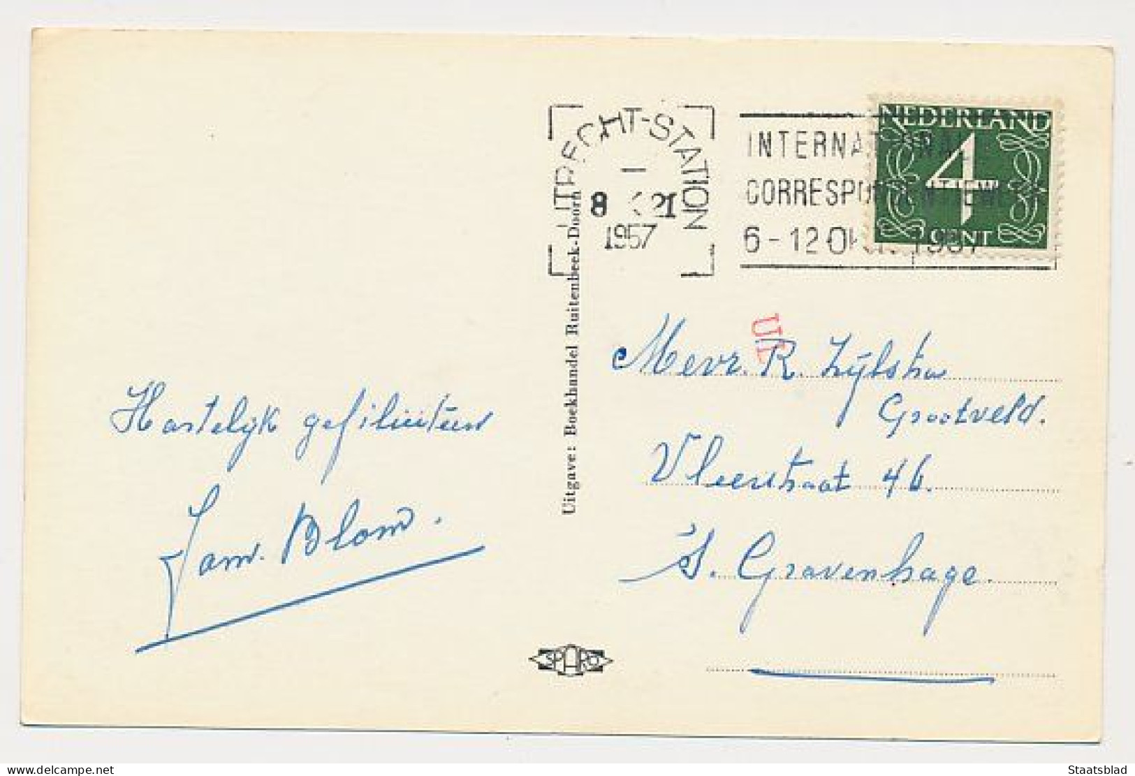 16- Prentbriefkaart Doorn 1957 - Dorpsplein - Doorn