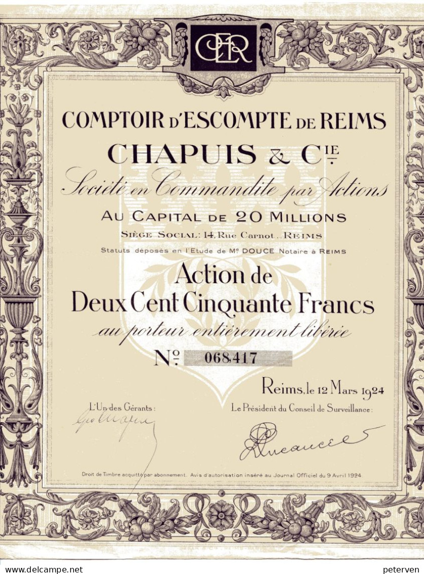 CHAPUIS  & Cie - Comptoir D'Escompte De Reims - Bank & Insurance