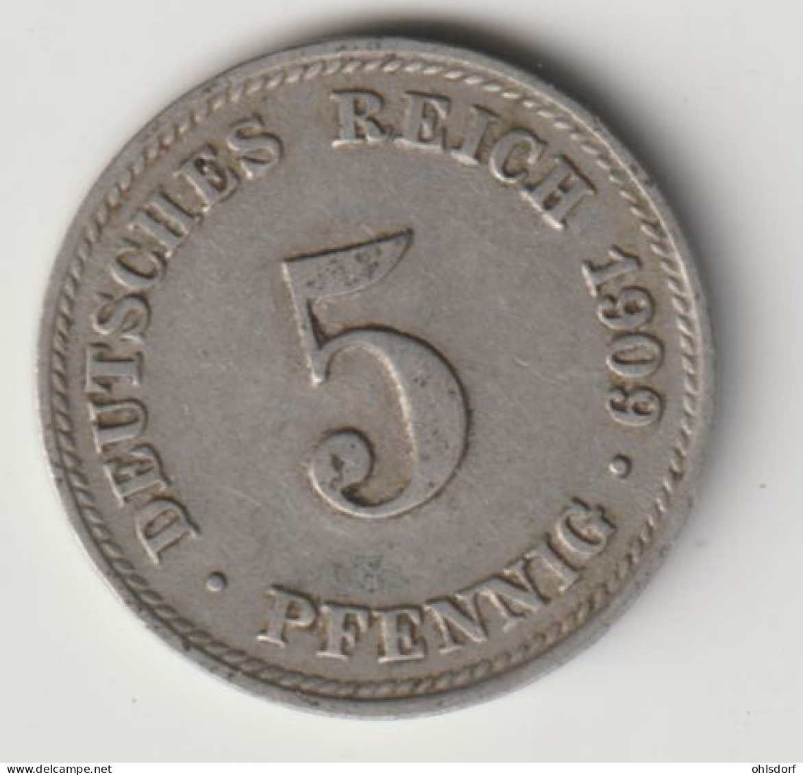 DEUTSCHES REICH 1909 D: 5 Pfennig, KM 11 - 5 Pfennig