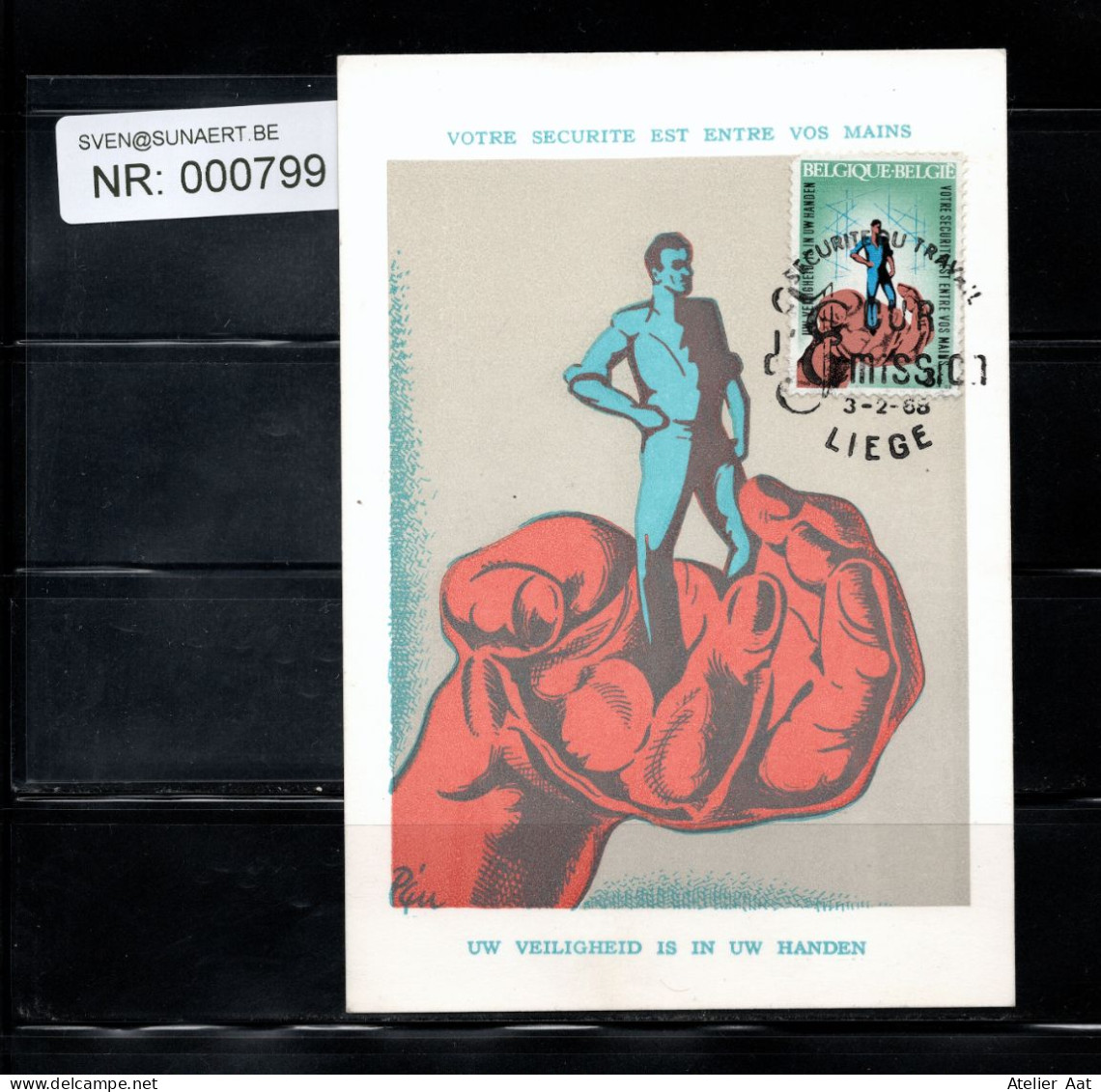 FDC Postkaart: Campagne Tegen De Arbeidsongevallen. COB: 1444 - 1961-1970
