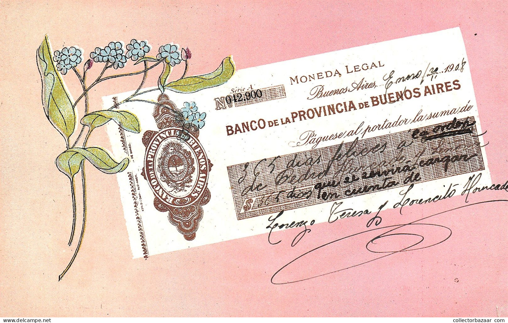 Argentina Bank note with message art nouveau edition Ibarra