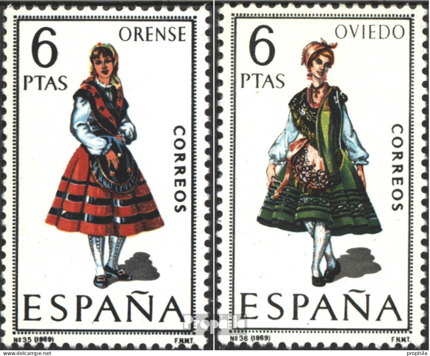 Spanien 1839,1843 (kompl.Ausg.) Postfrisch 1969 Trachten - Unused Stamps