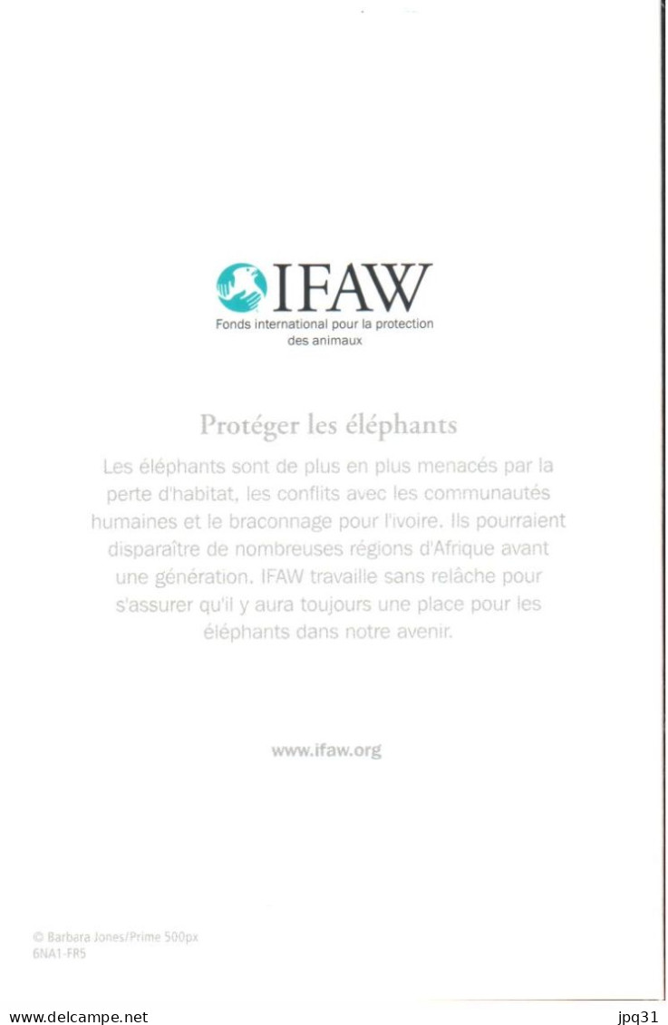 Carte Double IFAW Protéger Les éléphants - Ref 6NA1-FR5 - Elefanti