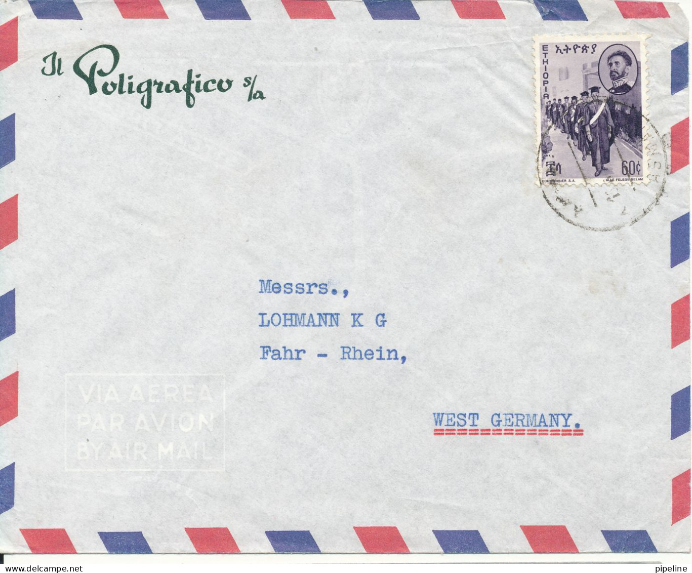 Ethiopia Air Mail Cover Sent To Germany Single Franked - Ethiopia