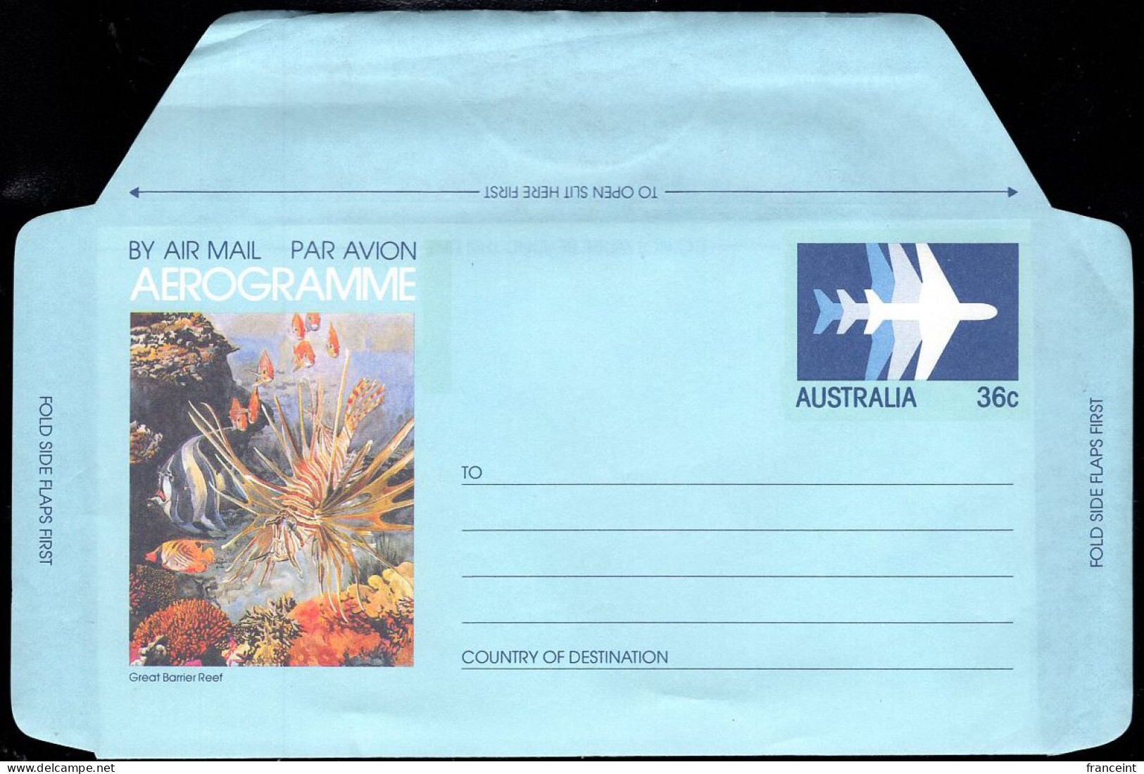 AUSTRALIA(1982) Great Barrier Reef. 36c Illustrated Aerogramme. - Luchtpostbladen