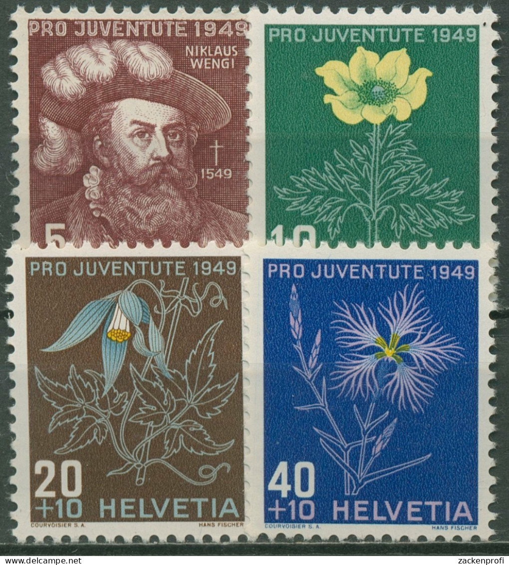 Schweiz 1949 Pro Juventute Niklaus Von Wengi Alpenblumen 541/44 Postfrisch - Unused Stamps