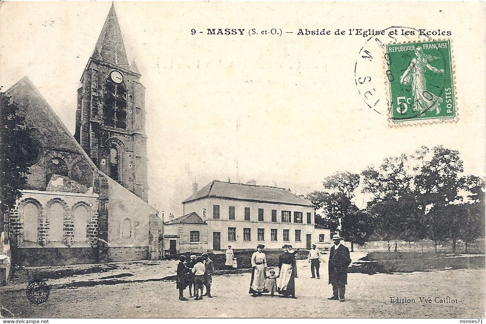 CPA  91 MASSY Abside De L'Eglise Et Les Ecoles - Massy