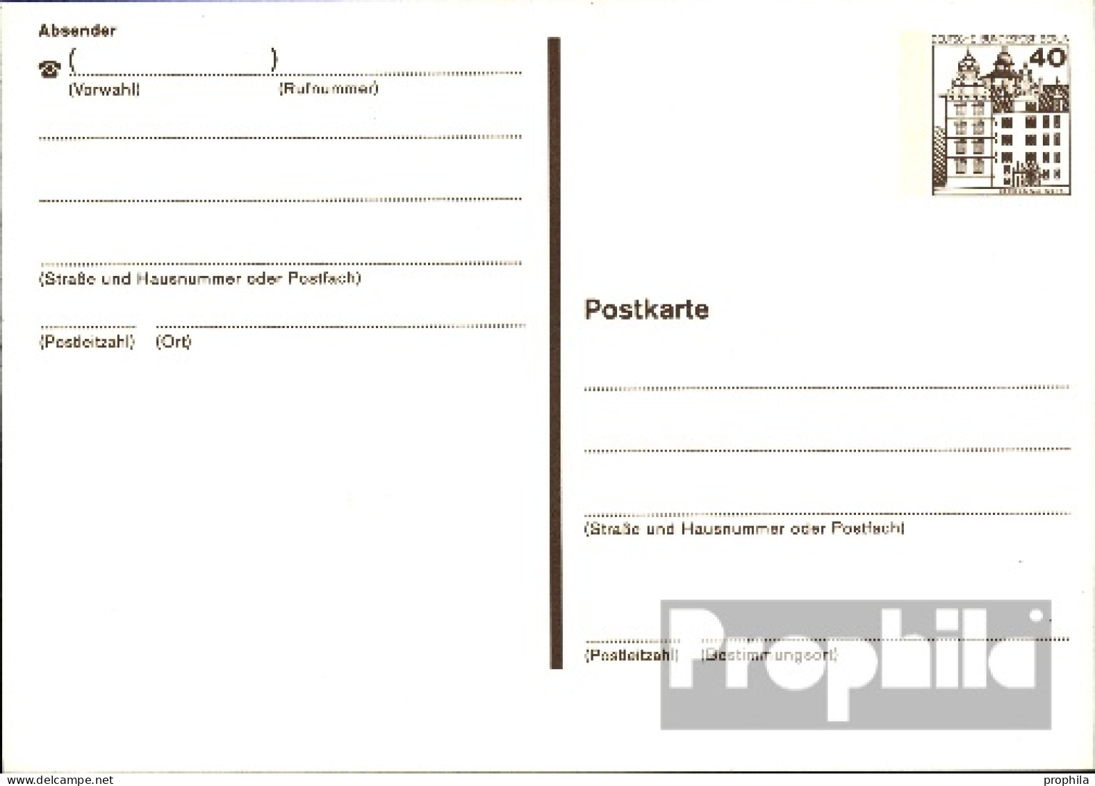 Berlin (West) P121II Amtliche Postkarte Mit Zusatzfrankatur Gebraucht 1982 Burgen U. Schlösser - Altri & Non Classificati