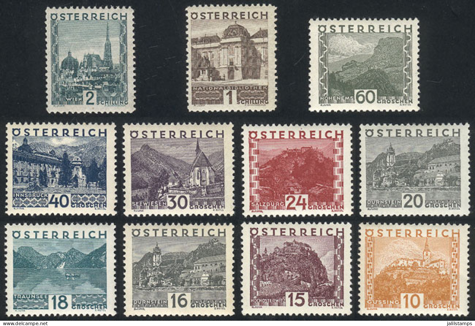 AUSTRIA: Yvert 378/89 (without 386), 1929/31 Landscapes, The Set Without The 50g. Value, MNH (except For 2 Low Values Th - Andere & Zonder Classificatie