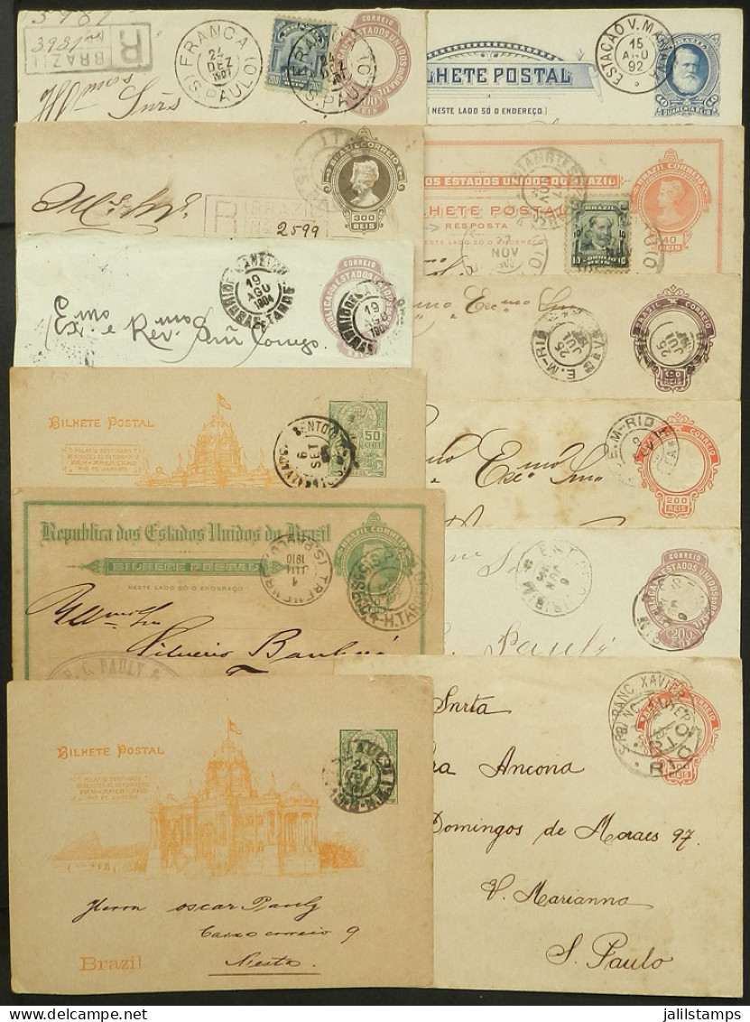 BRAZIL: 12 Postal Stationeries Posted Between 1892 And 1921, All With Interesting And/ore Rare Cancels, VF General Quali - Andere & Zonder Classificatie