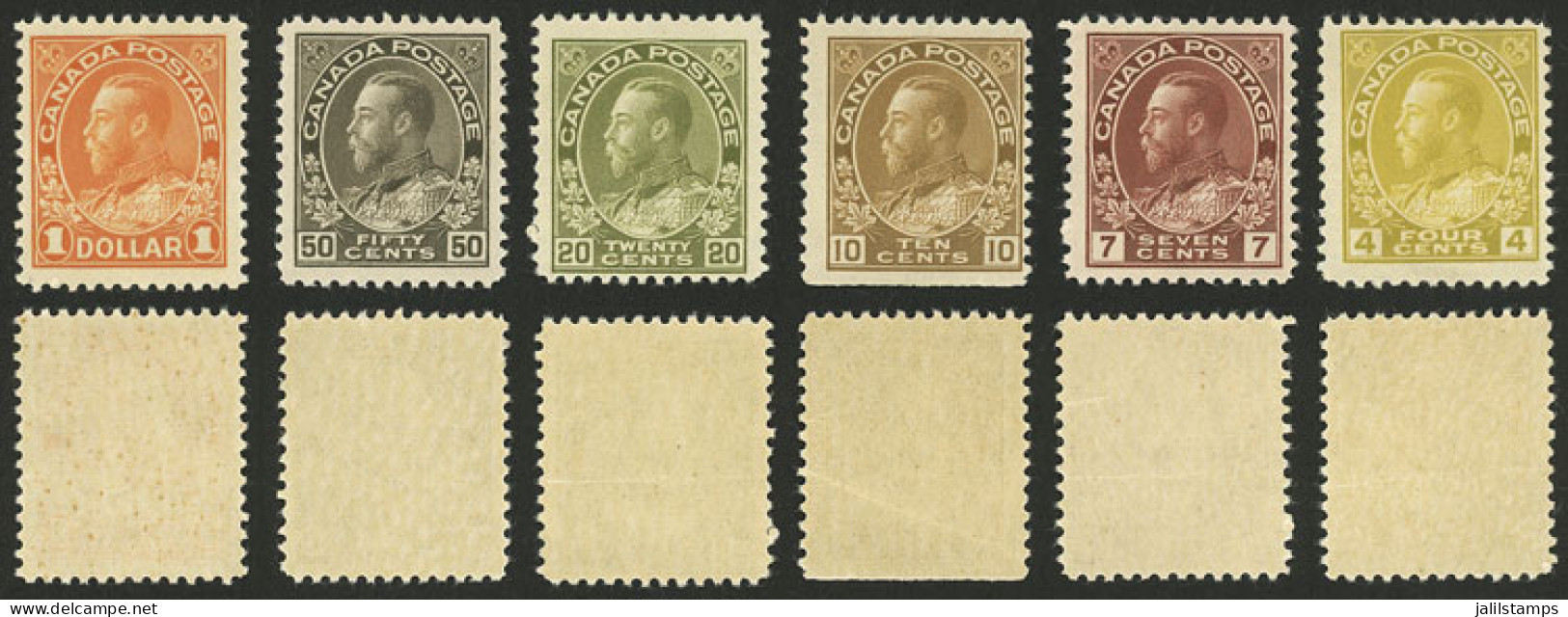 CANADA: Sc.110 + 114 + 118 + 119 + 120 + 122, 1911/25 George V, 6 High Values Of The Set, MNH, Up To The 20c. A Very Lig - Other & Unclassified