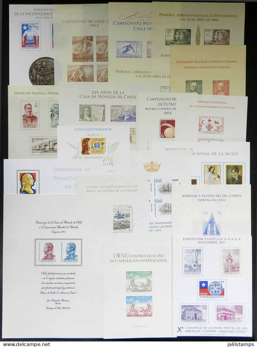 CHILE: Lot Of 19 Souvenir Sheets, Several Issued Without Gum And Printed On Thin Card, Most Are Not Catalogued By Scott, - Chili