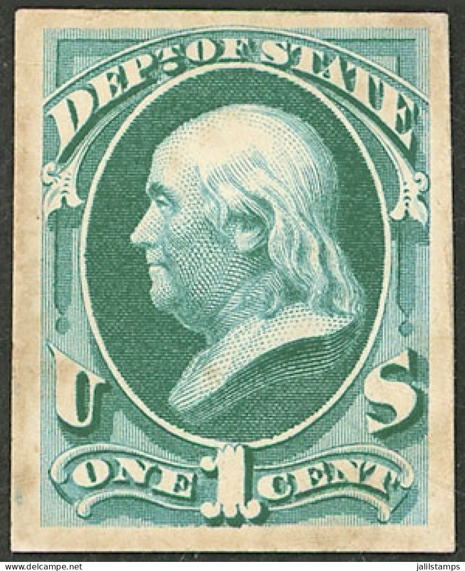 UNITED STATES: Sc.O57, Proof In Aquamarine, Printed On Card, VF Quality! - Andere & Zonder Classificatie