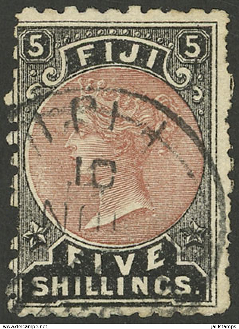 FIJI: Sc.45, 1878/90 5Sh. Perforation 10, Used, VF Quality! - Fiji (...-1970)