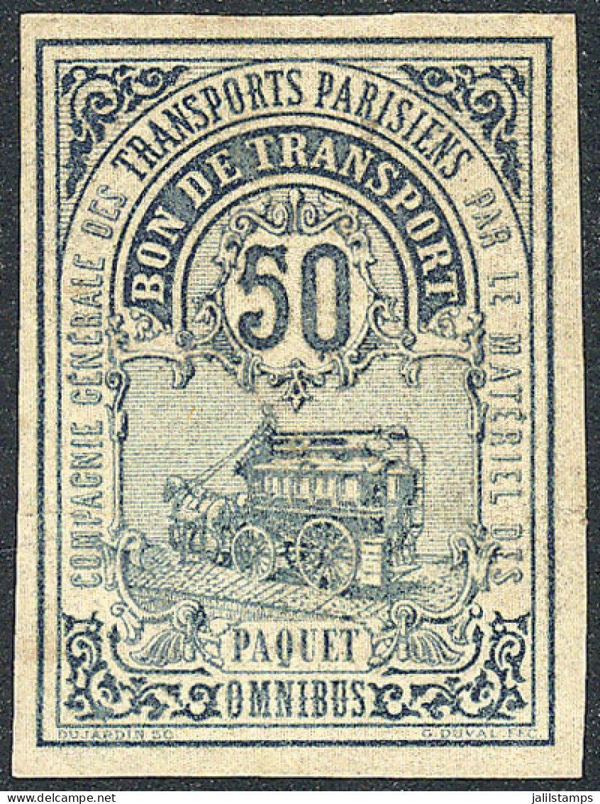 FRANCE: Compagnie Des Transports Parisiens Par Le Matériel Des Omnibus, Bon De Transport, Paquet, 50c. Issued In 1878, W - Andere & Zonder Classificatie