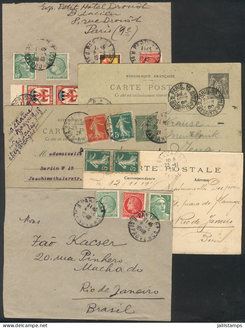 FRANCE: 5 Covers And Cards Used Between 1900 And 1943, Interesting! - Other & Unclassified