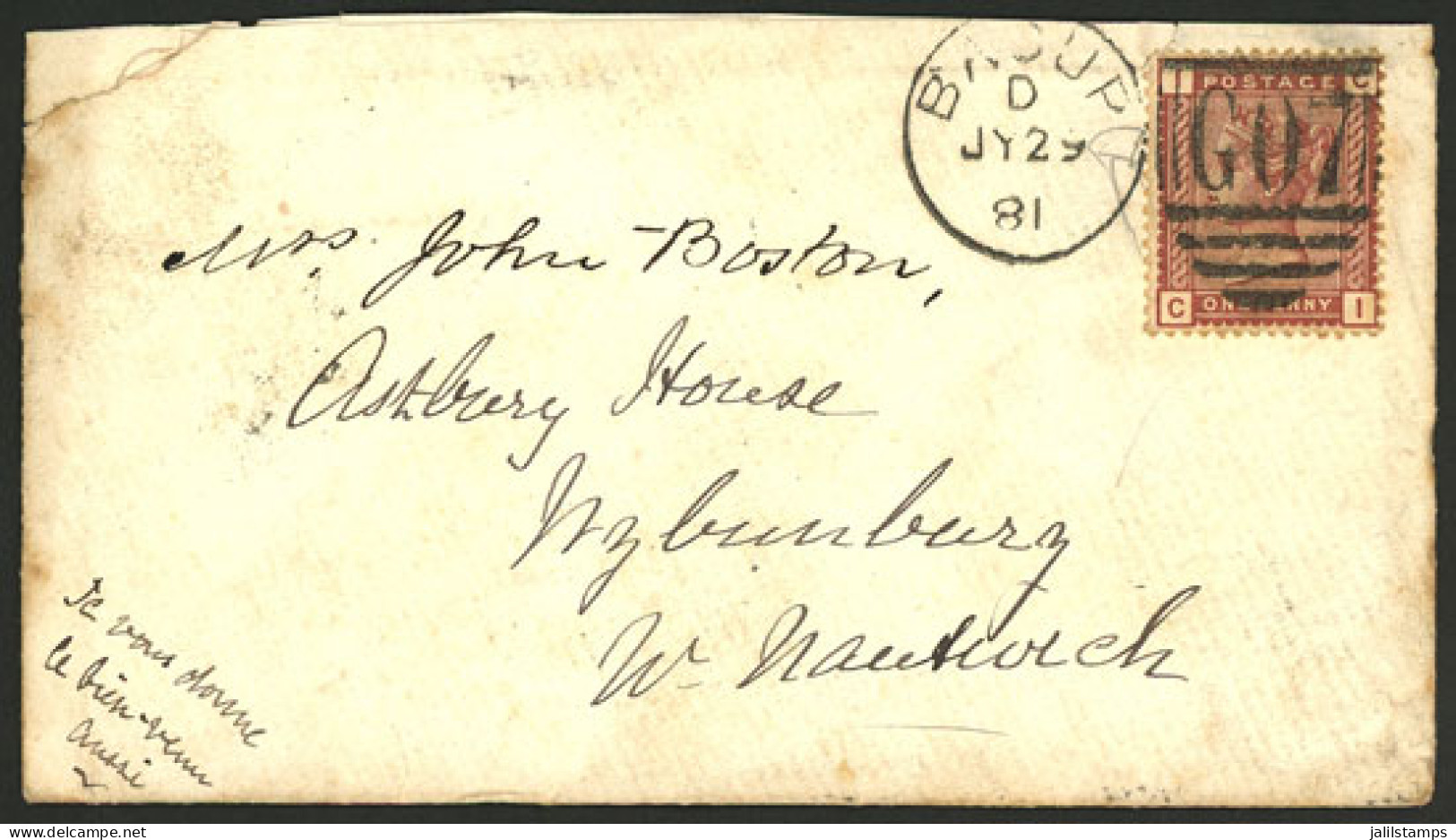 GREAT BRITAIN: 29/JUL/1881 Badup - Nantwich: Cover Franked With 1p. (Sc.79), Very Nice! - Andere & Zonder Classificatie