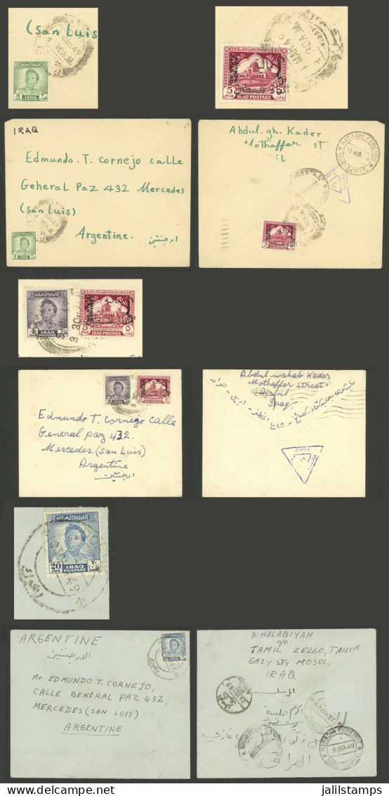 IRAQ: 3 Covers Sent To Argentina In 1949, 2 Of Them With A Combination Of Definitive Stamp + OFFICIAL STAMP, Also With A - Iraq