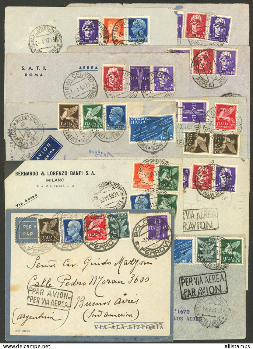 ITALY: 10 Airmail Covers Sent To Argentina Between 1935 And 1940, Fine To Very Fine General Quality! IMPORTANT: Please V - Zonder Classificatie