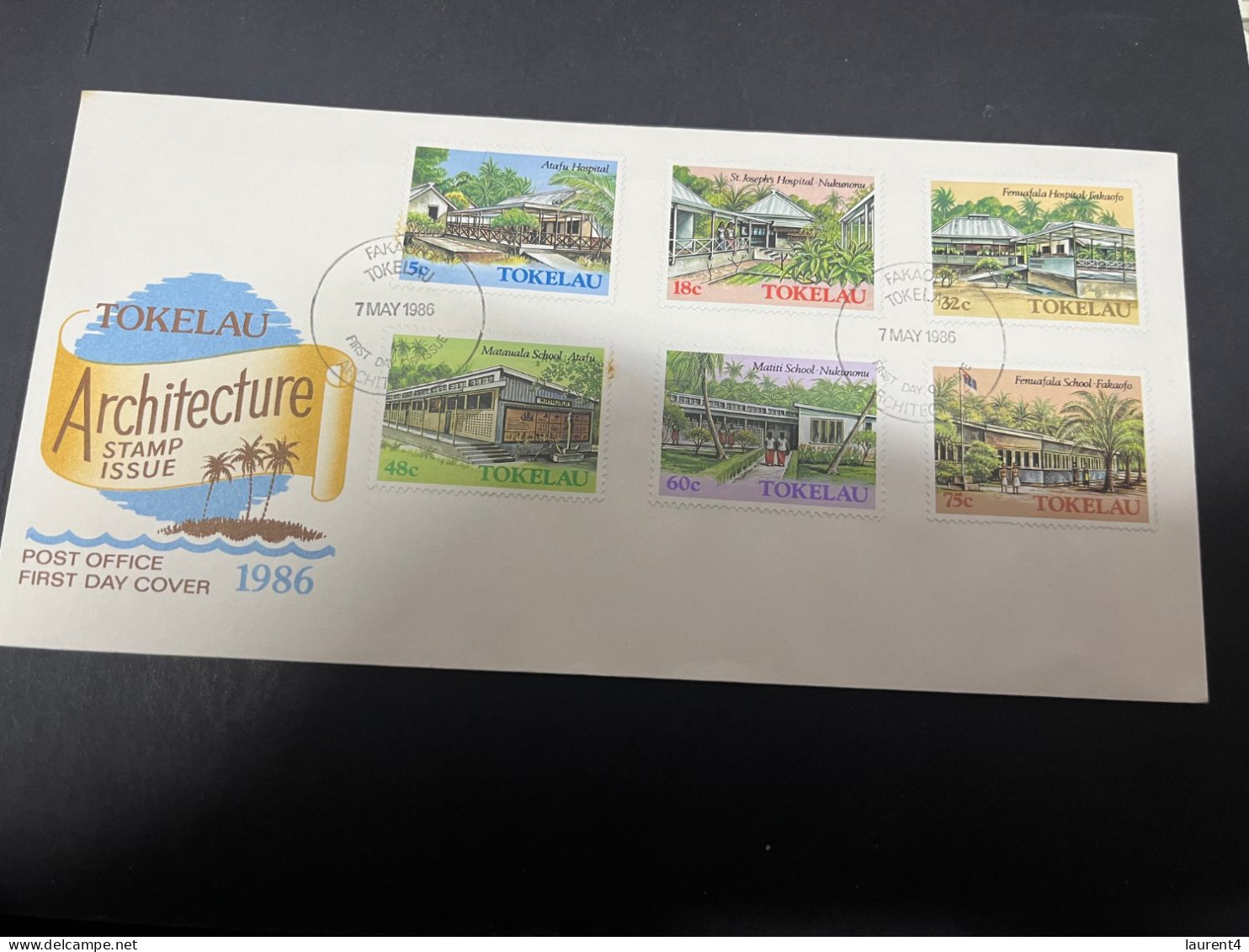 20-4-2024 (2 Z 34) FDC - Tokelau - 1986 - Architecture - Tokelau