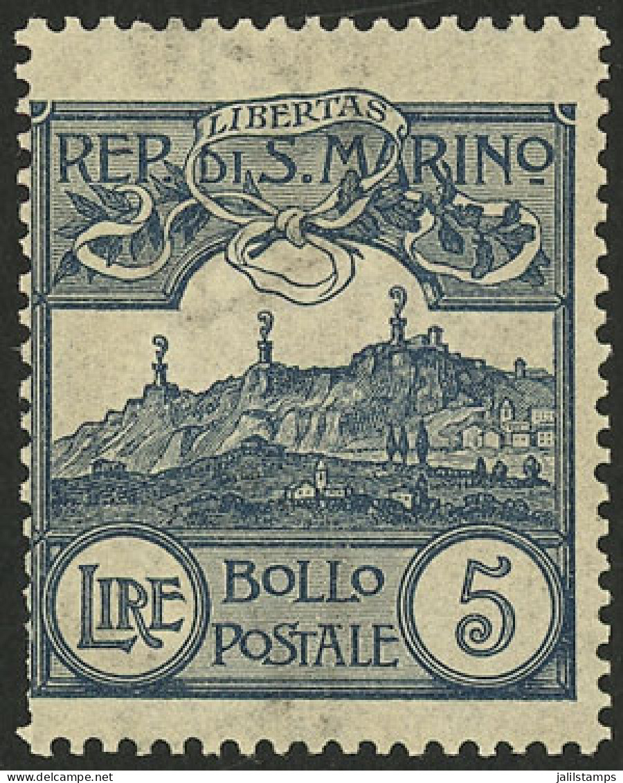 SAN MARINO: Sc.75, 1903/25 5L. Grayish Blue, Mint Lightly Hinged, Very Fine Quality! - Andere & Zonder Classificatie