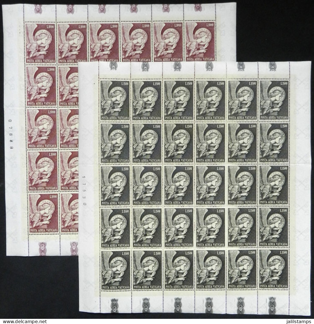 VATICAN: Sc.C53/C54, 1968 Gabriel Archangel, The Set Of 2 Values In Complete Sheets Of 30 Stamps, MNH, VF Quality (with  - Andere & Zonder Classificatie