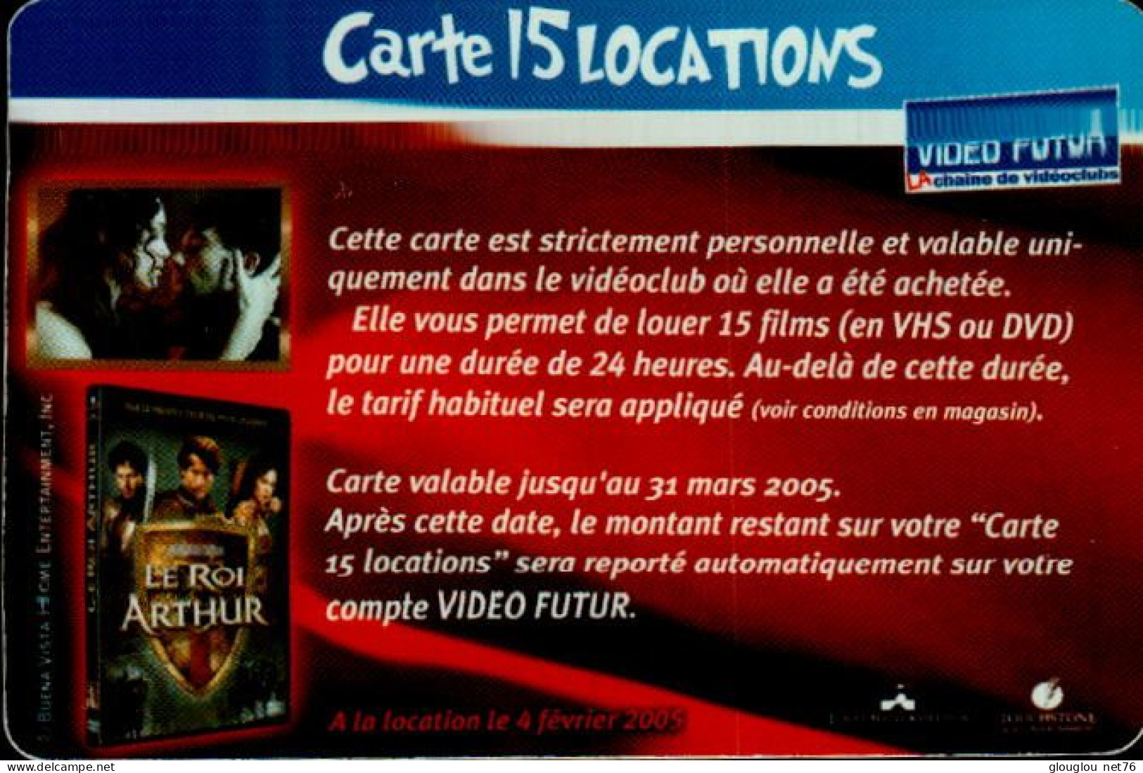 VIDEO FUTUR..  CARTE 15 LOCATIONS...LE ROI ARTHUR. - Subscription