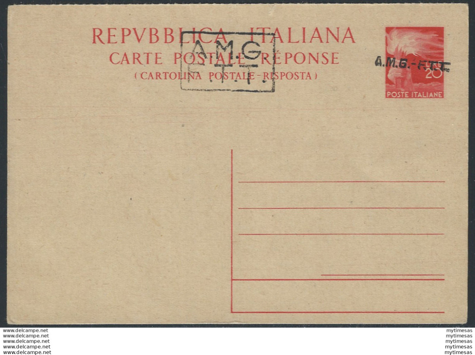 1948 Trieste A Lire 20 Cartolina Postale Filagrano N. C8BaR - Ganzsachen