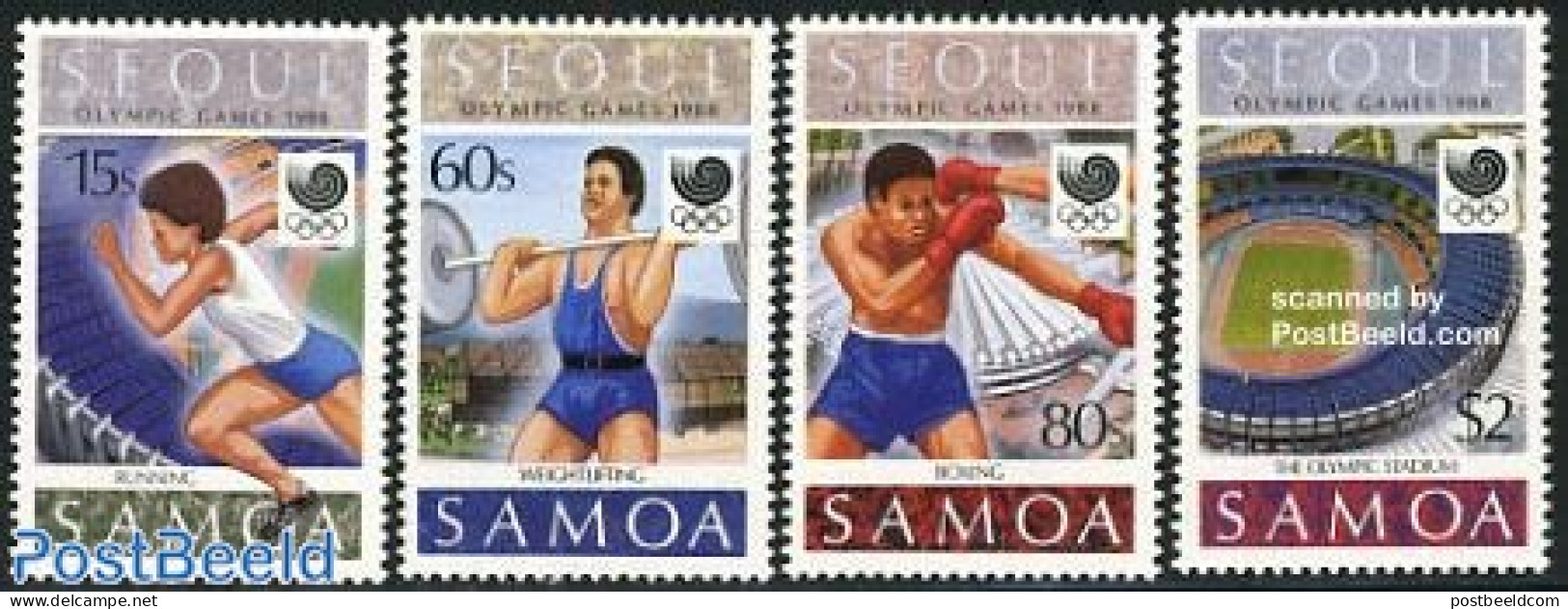 Samoa 1988 Olympic Games Seoul 4v, Mint NH, Sport - Boxing - Olympic Games - Weightlifting - Boksen