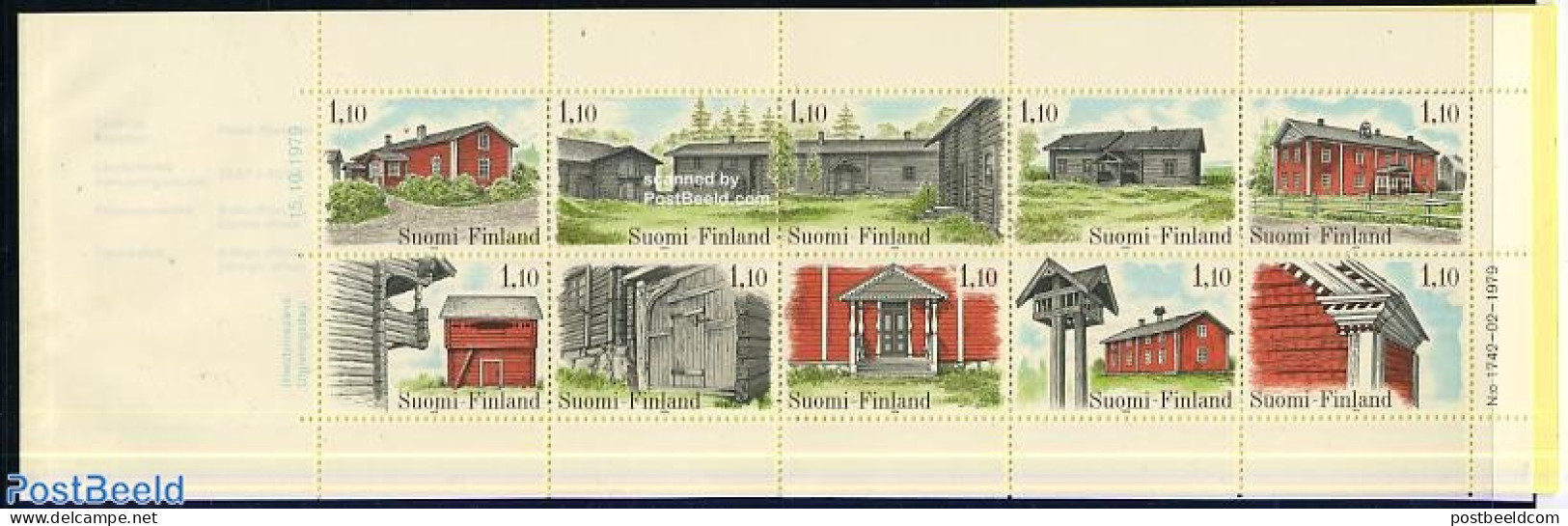 Finland 1979 Architecture 10v In Booklet, Mint NH, Stamp Booklets - Art - Architecture - Ongebruikt