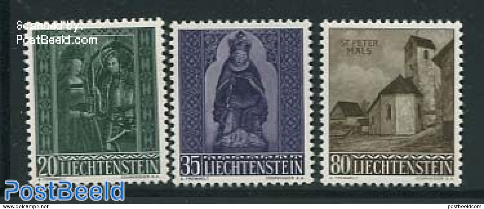 Liechtenstein 1958 Christmas 3v, Mint NH, Religion - Christmas - Churches, Temples, Mosques, Synagogues - Ongebruikt