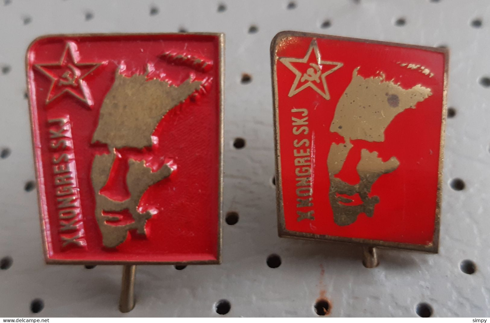 Josip Broz Tito 10. Congress Communist Party Of Yugoslavia 1974 Hammer Sickle SKJ Pins - Associations