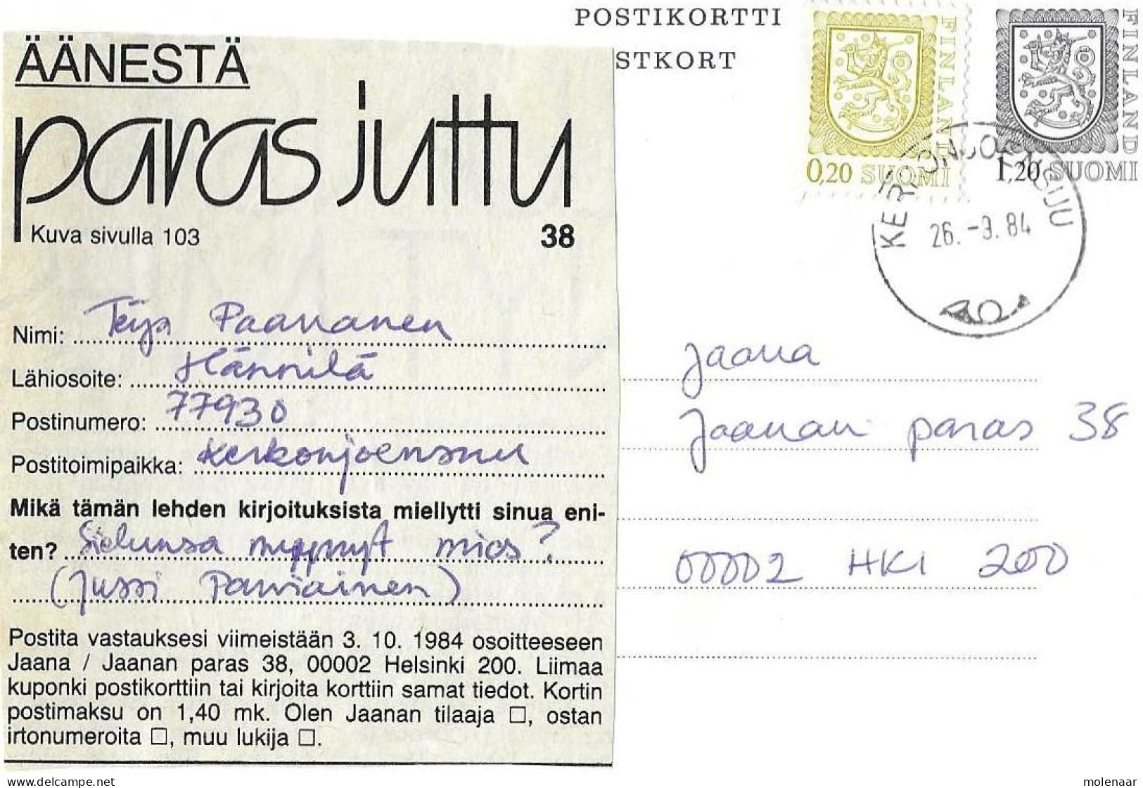 Postzegels > Europa > Finnland> Brief Met 2 Postzegels (16927) - Storia Postale