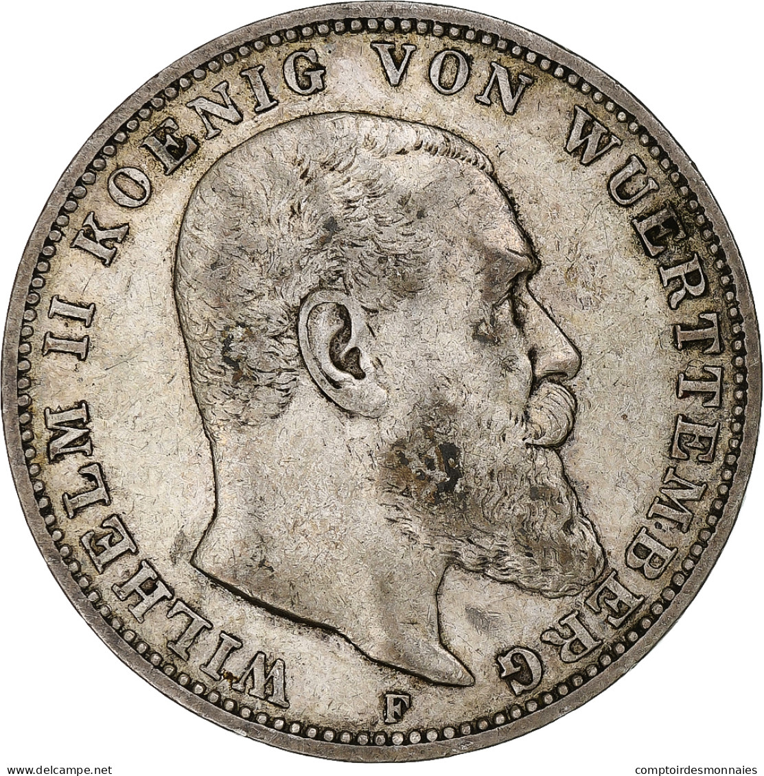 Etats Allemands, WURTTEMBERG, Wilhelm II, 3 Mark, 1909, Stuttgart, Argent, TTB+ - Altri & Non Classificati