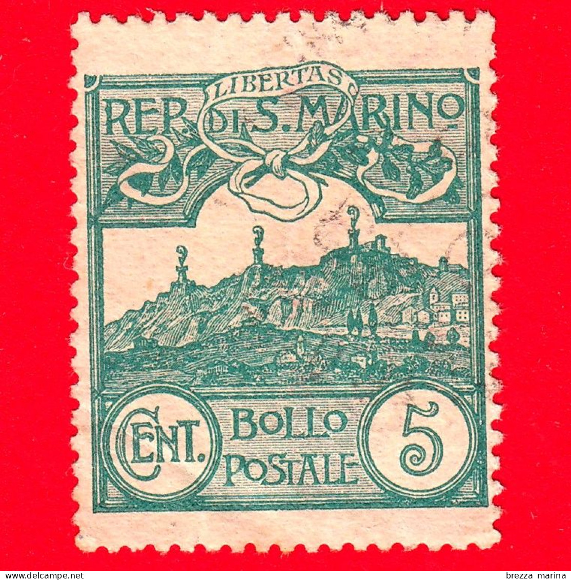 Nuovo - SAN MARINO - 1903 - Cifra O Veduta Di San Marino - Veduta Di San Marino - 5 C. • - Nuovi