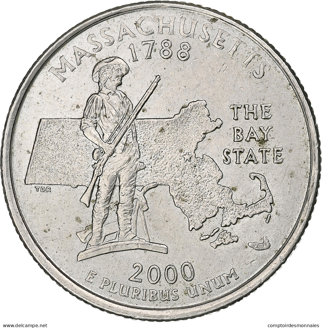 États-Unis, Quarter Dollar, Massachusetts, 2000, Philadelphie, Cupronickel - 1999-2009: State Quarters