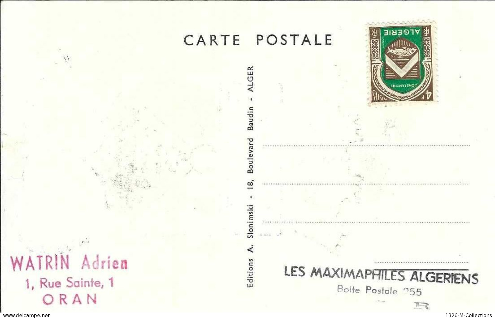 Carte Postale ALGERIE N° 263 - 337A Ceres - FDC