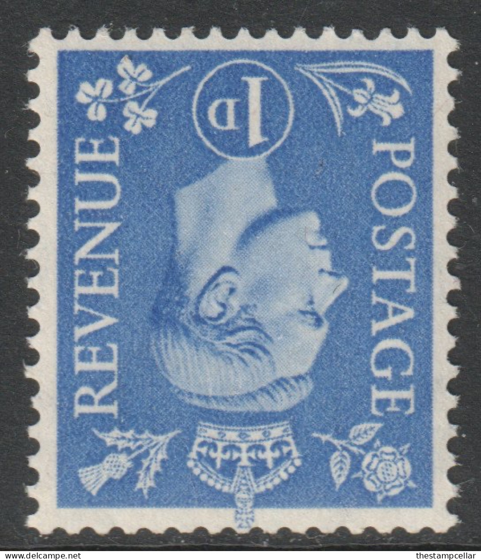 GB Scott 281 - SG504i, 1950 George VI 1d Inverted Watermark MH* - Unused Stamps