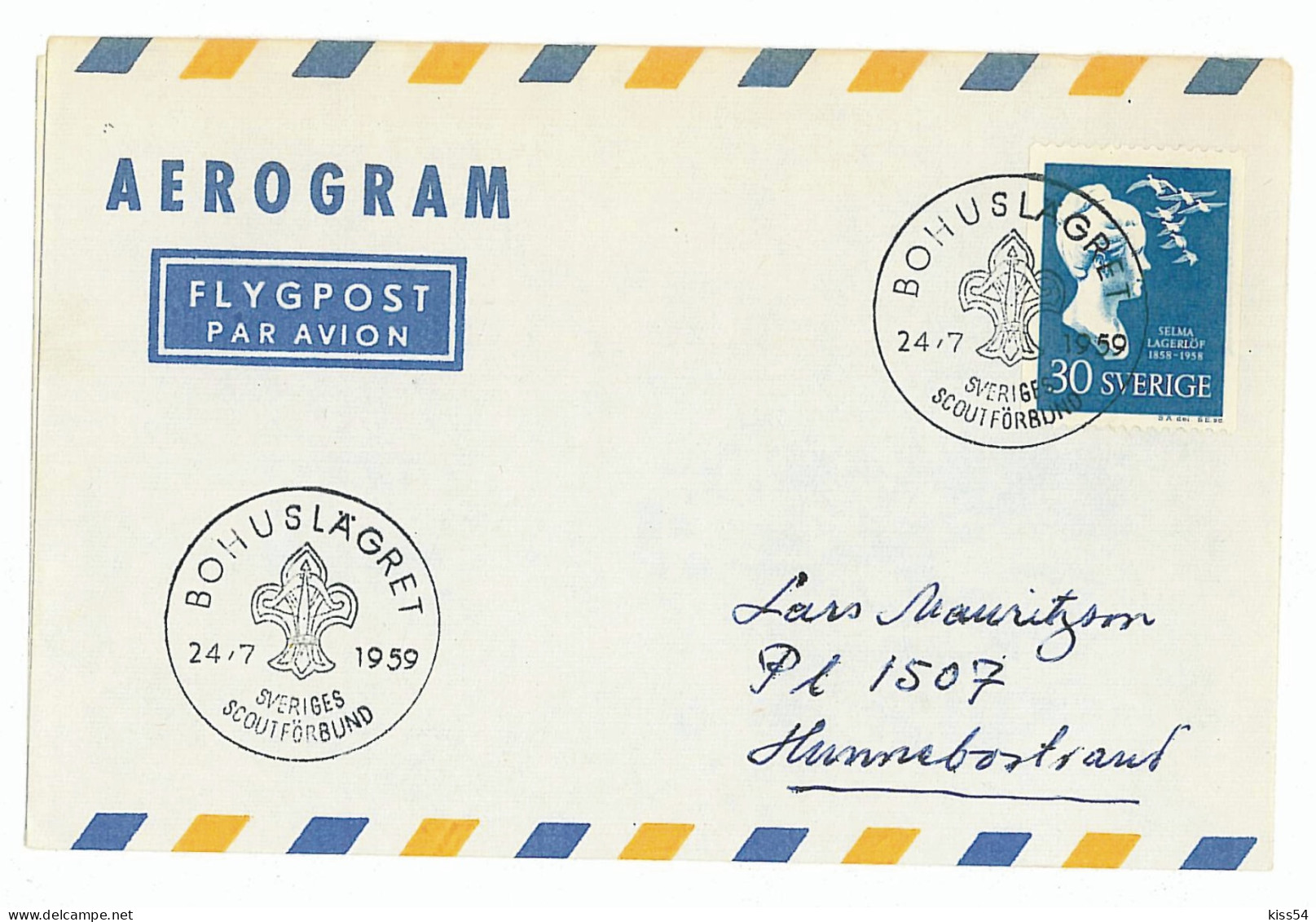 SC 50 - 626 Scout SWEDEN - Cover - Used - 1959 - Lettres & Documents