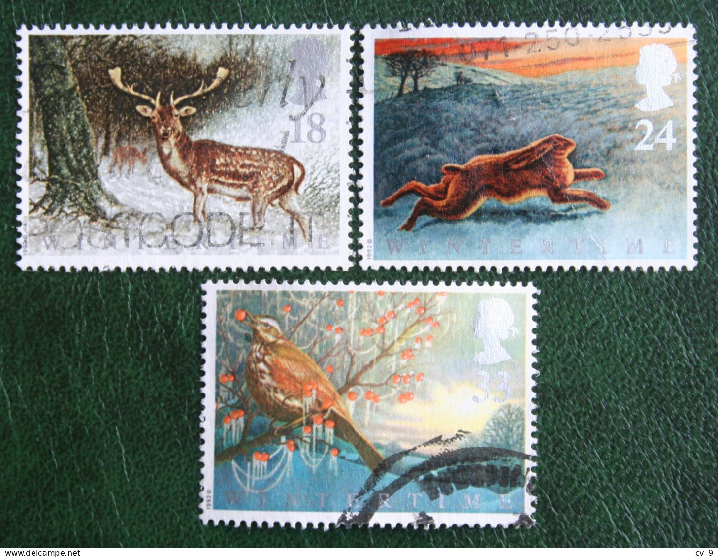 Animals In Winter Dear Fox Hare Bird (Mi 1372-1374) 1992 Used Gebruikt Oblitere ENGLAND GRANDE-BRETAGNE GB GREAT BRITAIN - Used Stamps