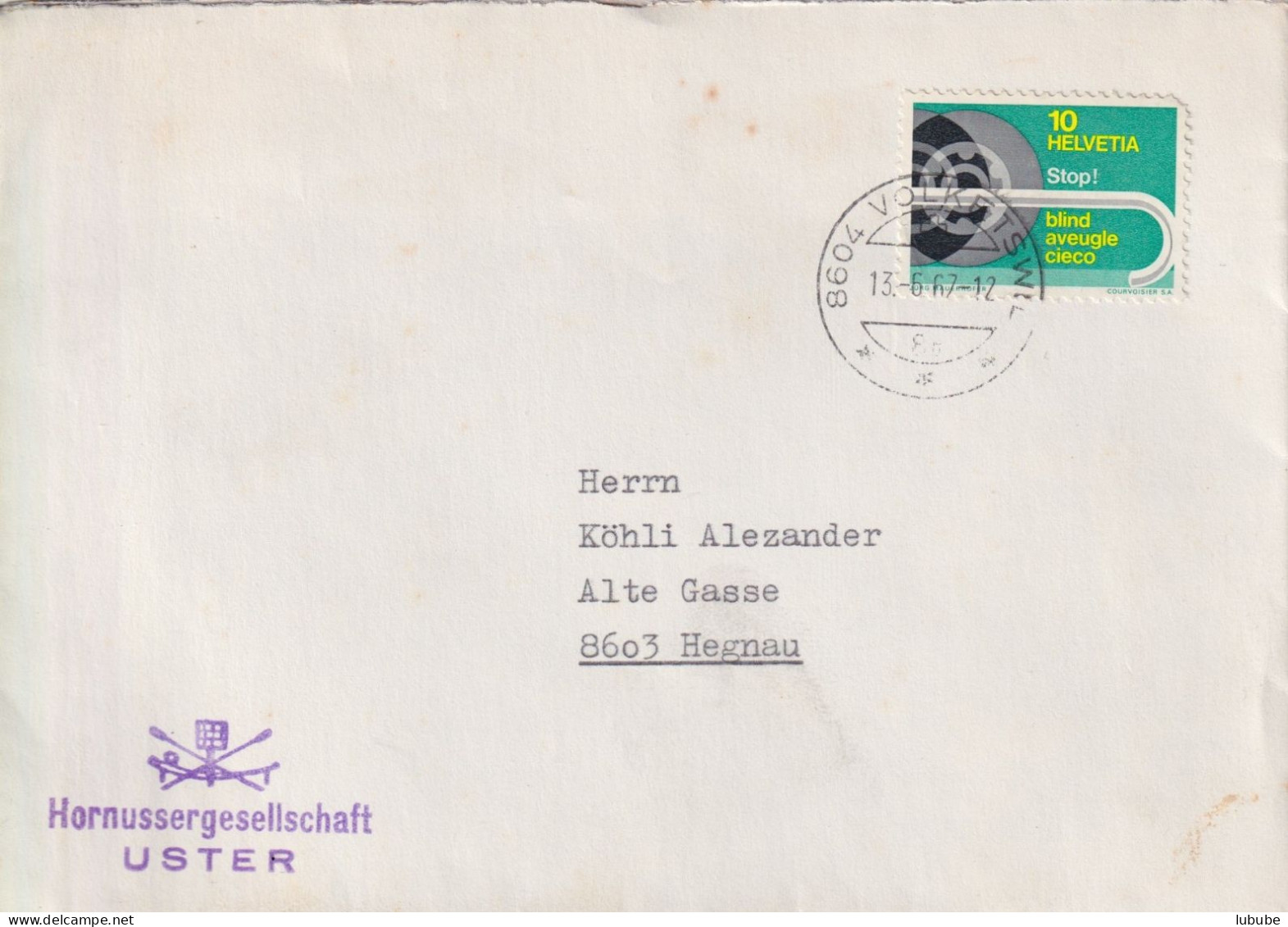 Drucksache  "Hornusser Gesellschaft Uster, Volketswil"         1967 - Lettres & Documents