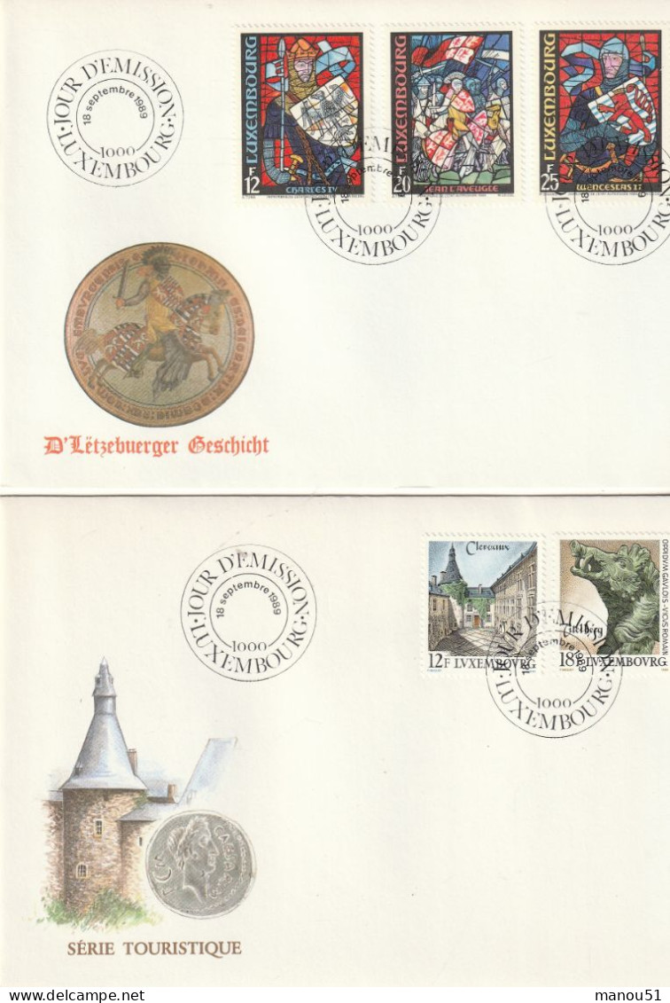 LUXEMBOURG - Emission Du 18 Septembre 1989 - Lot De 5 Timbres + 1 Carnet De 10 Timbres + 2 Enveloppes 1er Jour - Andere & Zonder Classificatie